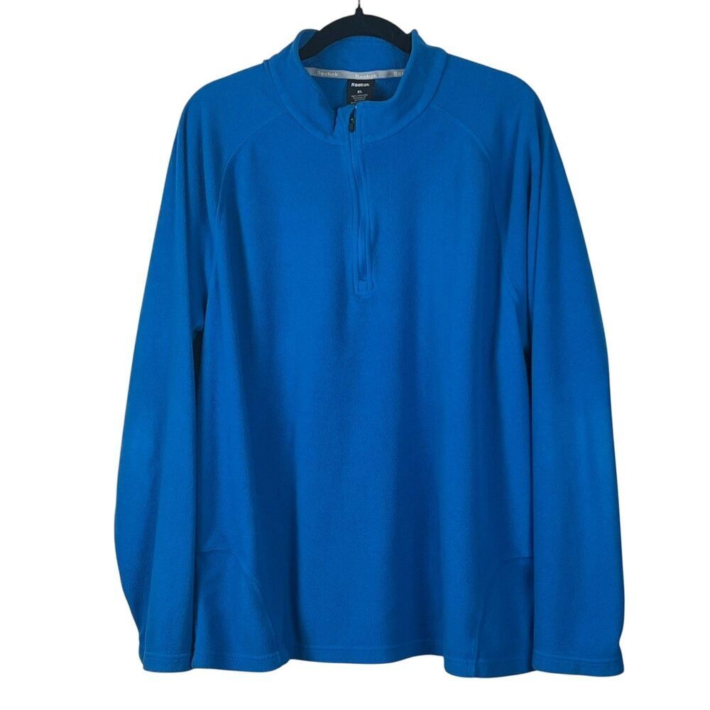 Reebok Men's Blue Fleece 1/4 Zip Pullover Sweatshirt XL Athletic Performance - Picture 1 of 8